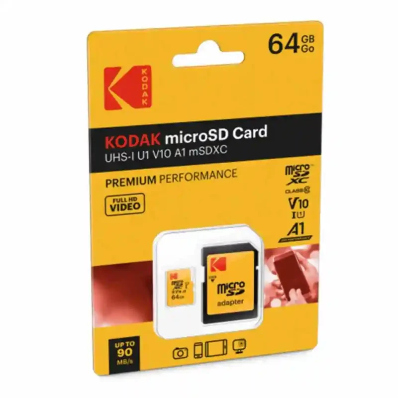 کارت حافظه MicroSDXC کداک مدل UHS-I U1 A1 V10 ظرفیت 64 گیگابایت | فروشگاه خرید کامپیوتر لیان سیستم