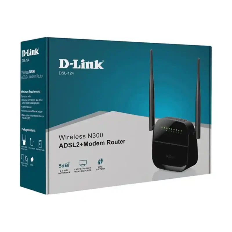 مودم روتر ADSL2 Plus بی سیم N300 دی-لینک مدل DSL-124 | فروشگاه خرید کامپیوتر لیان سیستم